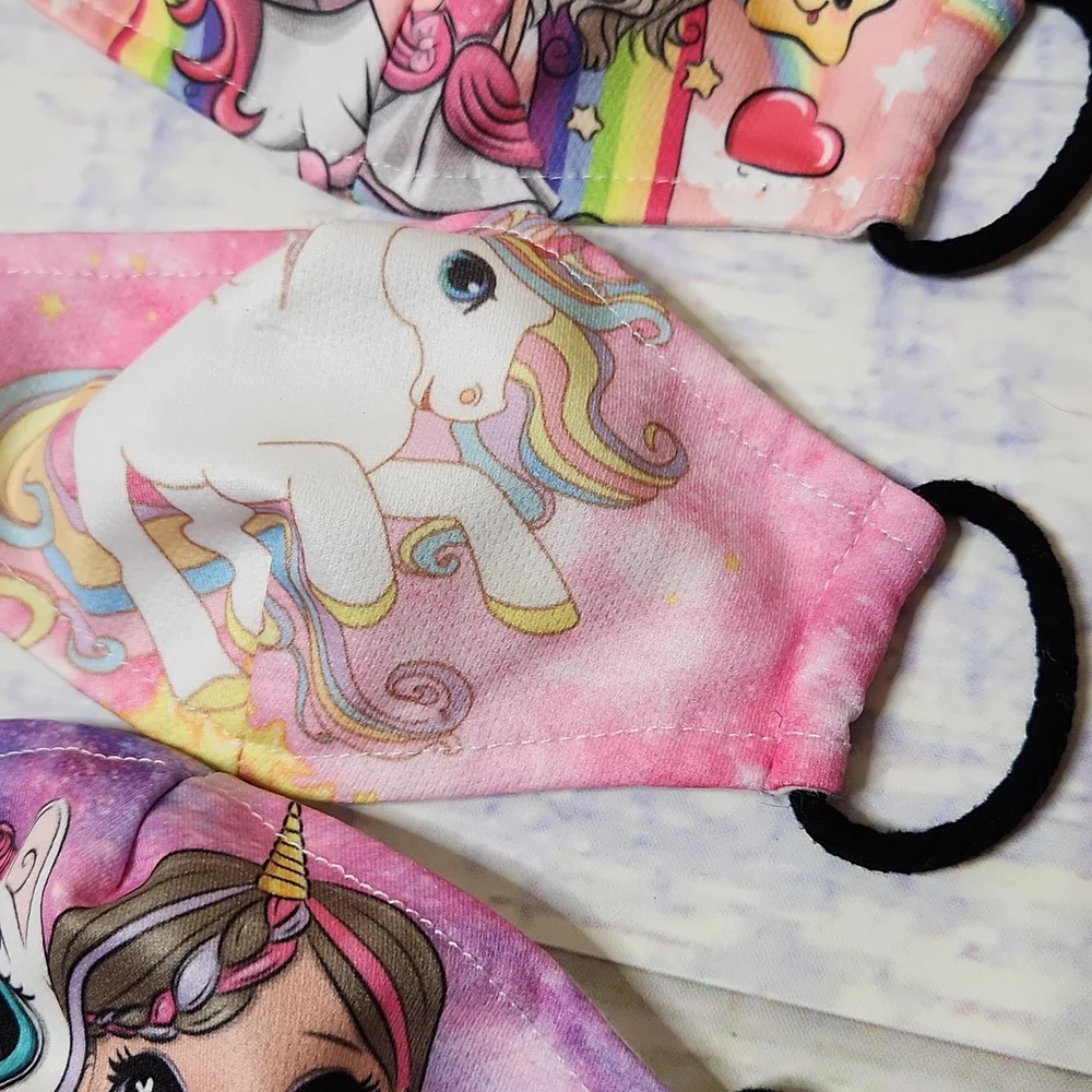 Kid's Set of Three Unicorn Face Masks